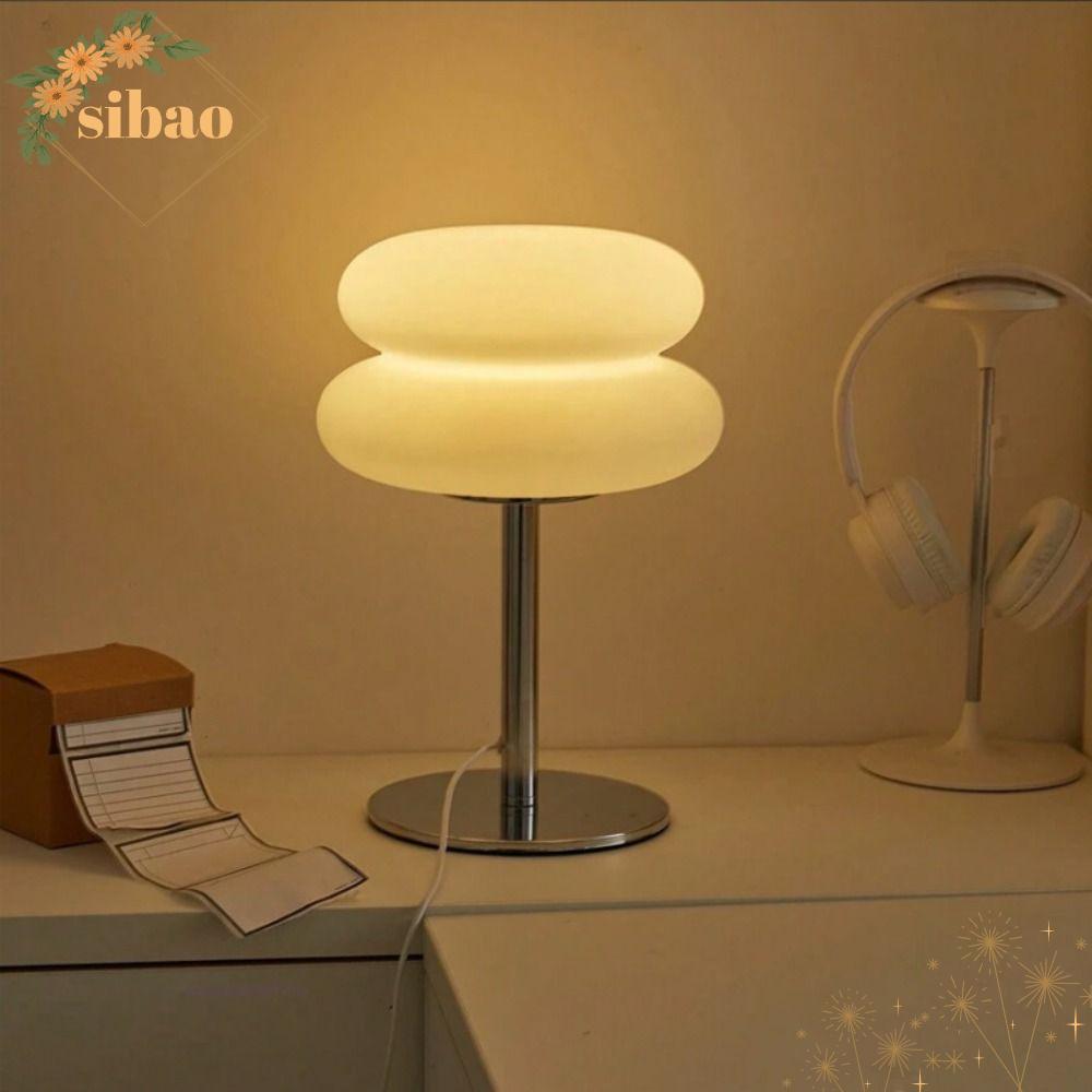 Sibao โคมไฟข้างเตียง USB หรี่แสง 3 สี สไตล์ครีมน่ารัก สำหรับห้องนอน ห้องนั่งเล่น ของขวัญ