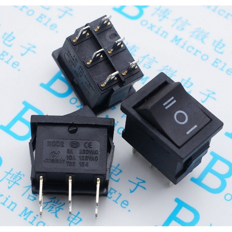 15 * 21 6-Pin 3-Gear KCD1-203 Rocket Switch สีดํา Six-Pin Three-Gear 21 * 15 Rock Switch