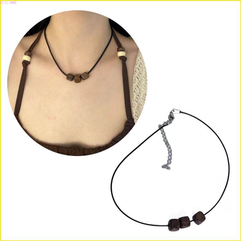 CLILI PU สร้อยคอลูกปัด แบบ 3D สไตล์ Y2K เครื่องประดับทุกวันสำหรับผู้หญิง