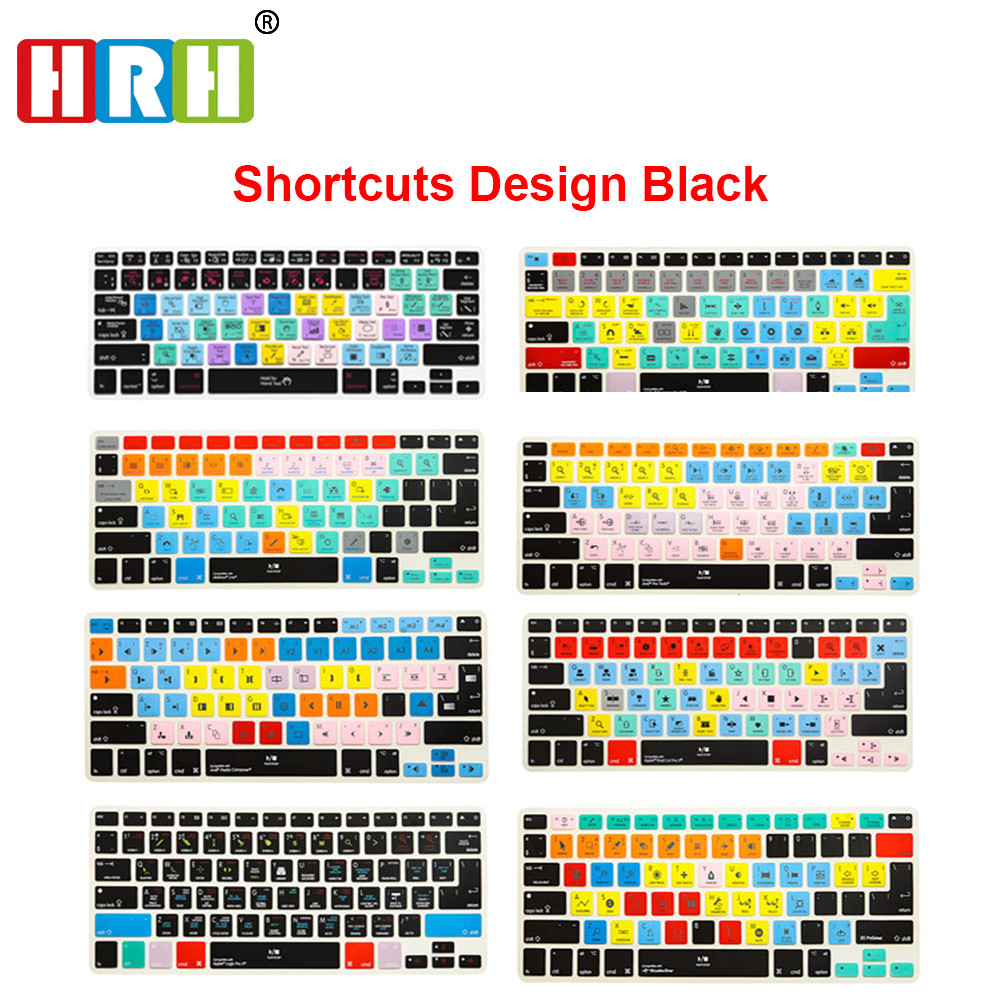 HRH Shortcut Keyboard Cover US/EU for Macbook Pro Air Retina 13 15 17 A1466 A1369 A1278 A1286 A1502 