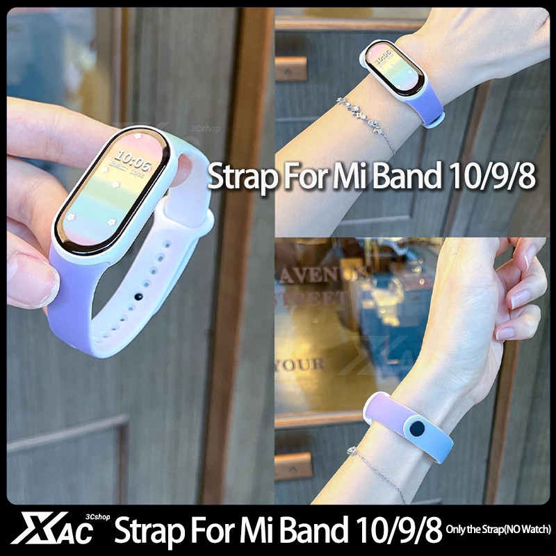 สายนาฬิกากีฬาสําหรับ Xiaomi Mi band 10 9 8 NFC เปลี่ยน miband 9 สร้อยข้อมือซิลิโคนสายรัดกันน้ํา smar