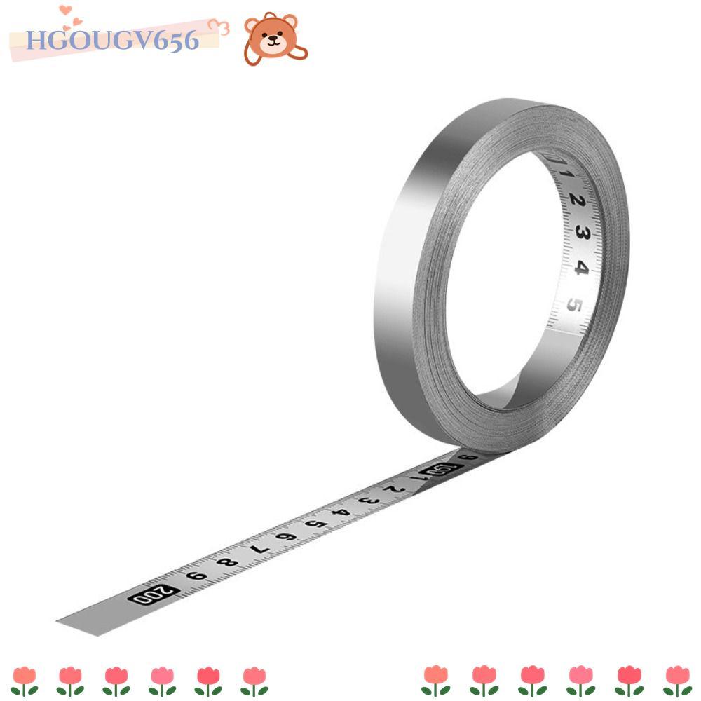 HGOUGVT เทปวัดโลหะ, เทปวัดกาวในตัวสแตนเลส, คุณภาพสูง 12MM กว้าง 1/2/3 เมตร ไม้บรรทัด Workbench
