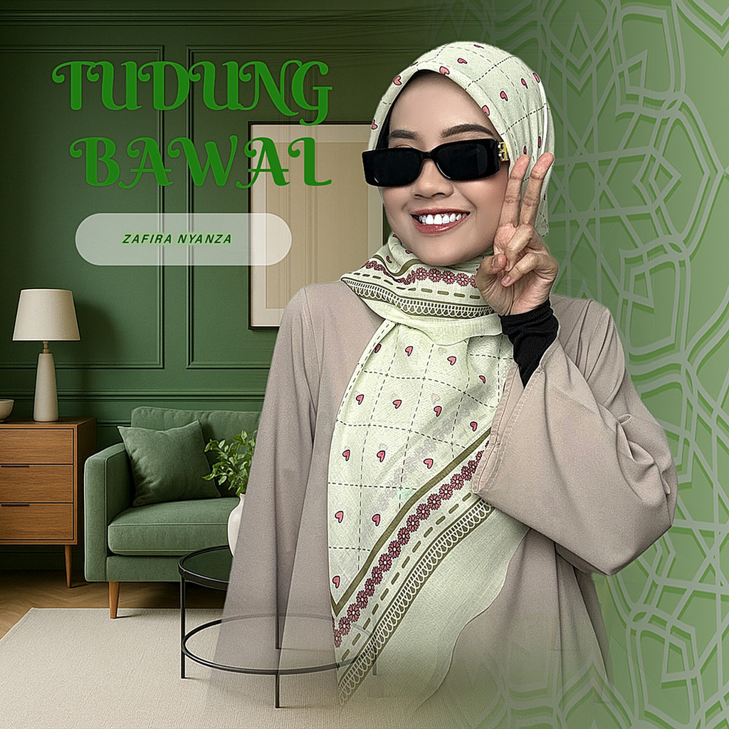Zafira Nyanza Tudung Cotton Voile สีเขียวอ่อน Eksklusif ทุกวัน Neutral Tone