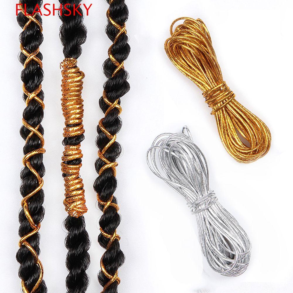 FLASHSKY ผม Braiding String DIY อุปกรณ์เสริมผมแฟชั่นเงินถักเครื่องมือจัดแต่งทรงผม Sparkle ตกแต่งเด็กผู้หญิง Braiding เชือก Band