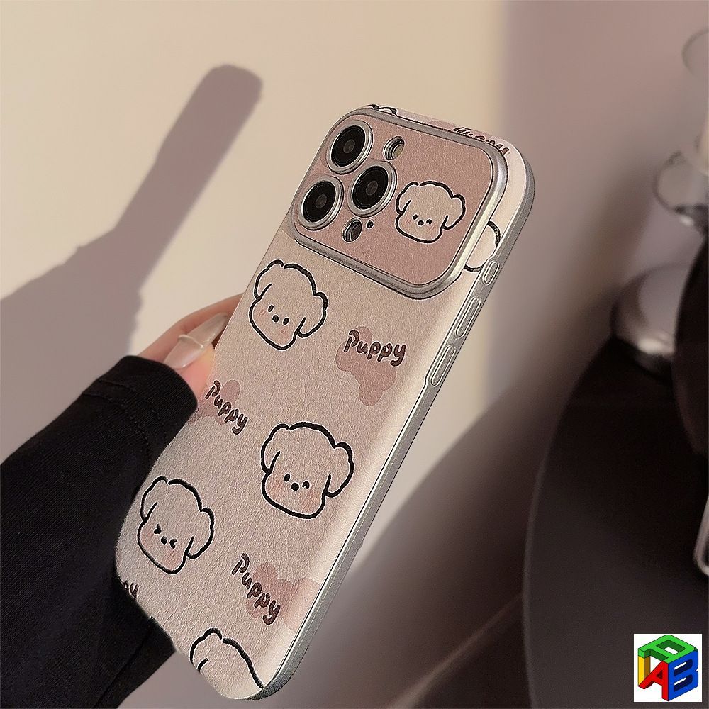 ลูกสุนัขครีมน่ารักสําหรับ iphone17Promax, Apple 15/16ProMax, iPhone14/15 iPhone17Pro เคสโทรศัพท์ 13promax หนังความรู้สึกระดับไฮเอนด์, 12Promax Electroplated กันกระแทกโพธิ์ - รูปที่ 2