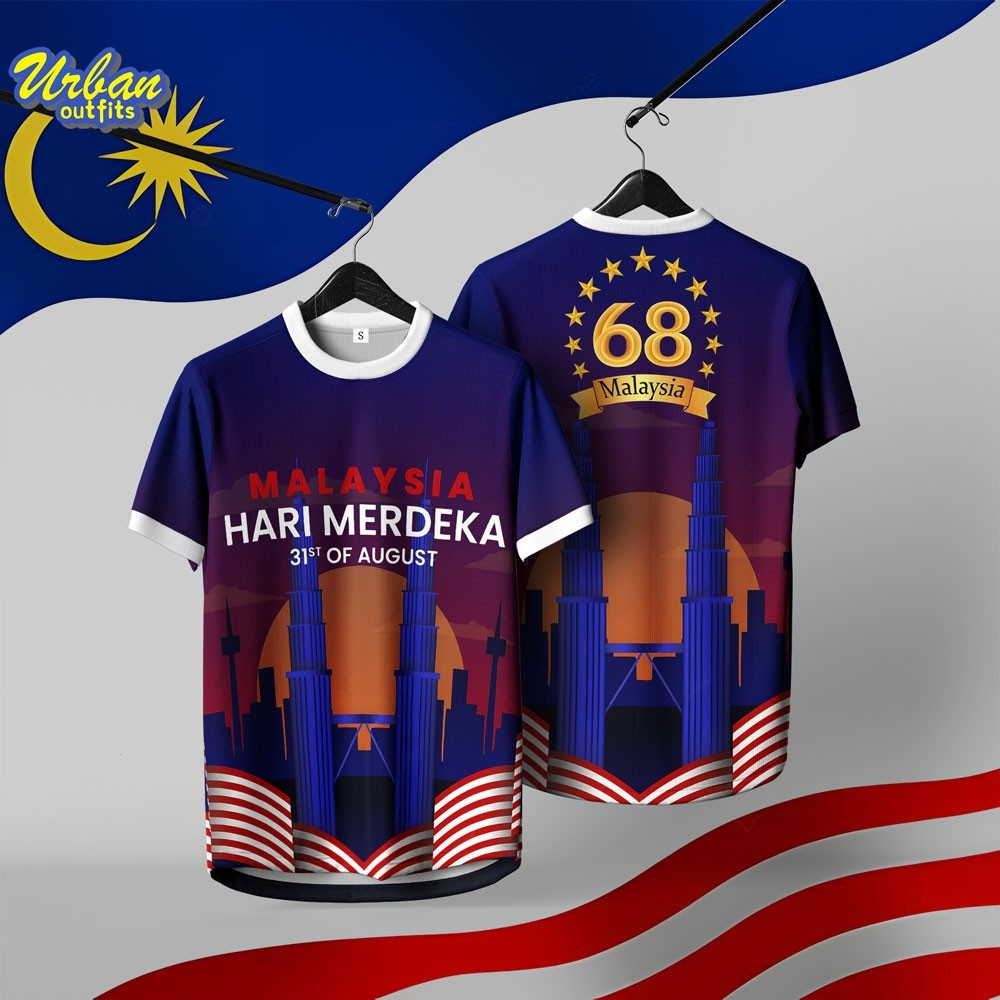 วันประกาศอิสรภาพ 68th Anniversary Sports Mens Short Sleeve Quick-Drying Jersey Casual Outdoor Sports