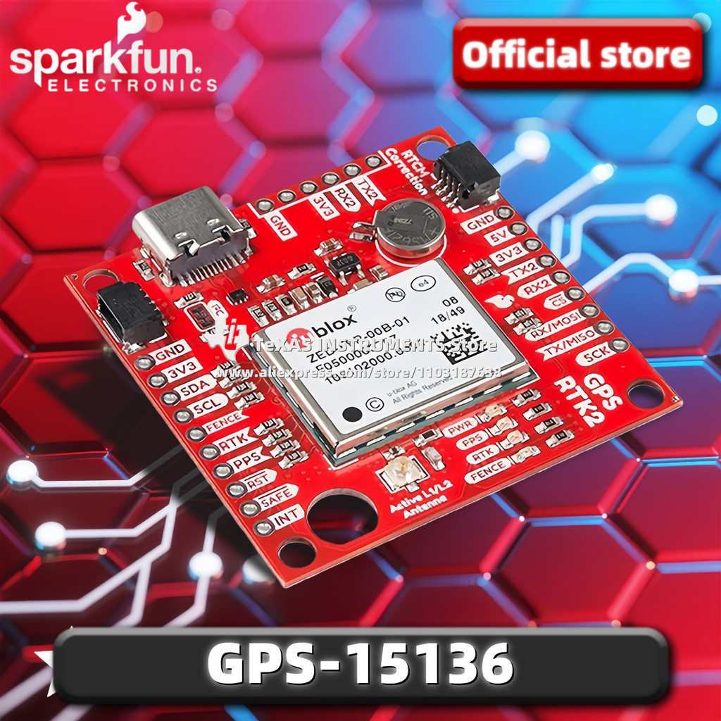 TI OfficialSparkFun GPS-RTK2 Board - ZED-F9P (Qwiic) GPS-15136