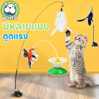 พร้อมส่ง😻ไม้ล่อแมว ไม้แหย่แมว ของเล่นแมว Cat toy ขนนก แบบปุ่…