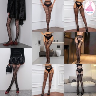 💫SexyNight💫เซ็กซี่ pantyhose ถุงน่องตาข่ายสีดำ ความรู้สึกระด…