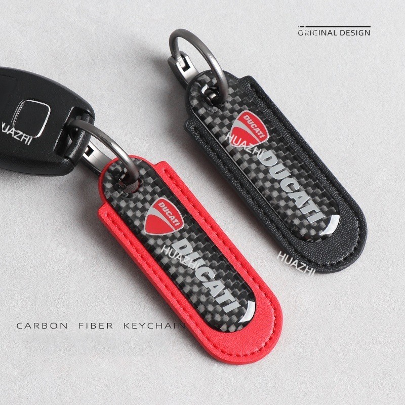 HZ สําหรับรถจักรยานยนต์ Ducati คาร์บอนไฟเบอร์พวงกุญแจรถจักรยานยนต์