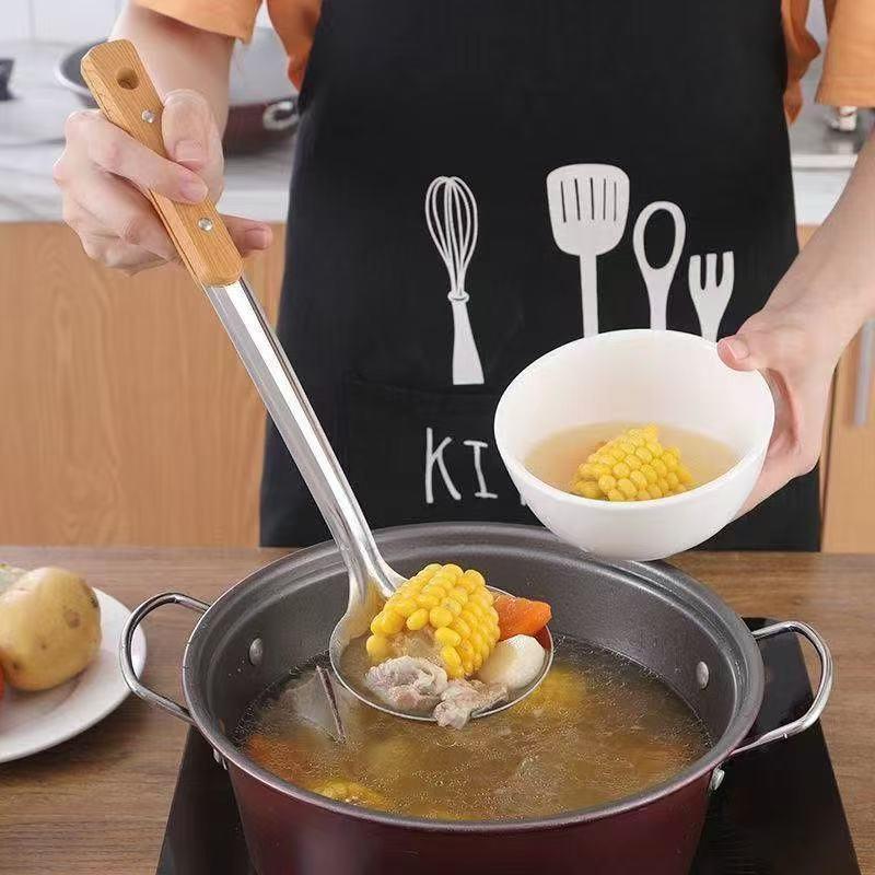 【เซ็ต 3 ชิ้น】 พายสแตนเลส ช้อนตักน้ำซุป ช้อนกรอง สำหรับใช้ในครัว สำหรับผัดในกระทะ ตักน้ำซุป และอุปกรณ์ครัว - รูปที่ 2