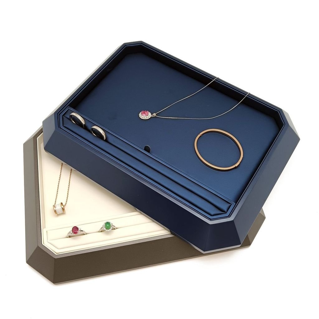 ถาดแสดงเครื่องประดับเครื่องประดับระดับไฮเอนด์แสดงสีสร้อยคอใหม่แปดเหลี่ยมเครื่องประดับอุปกรณ์ประกอบฉา