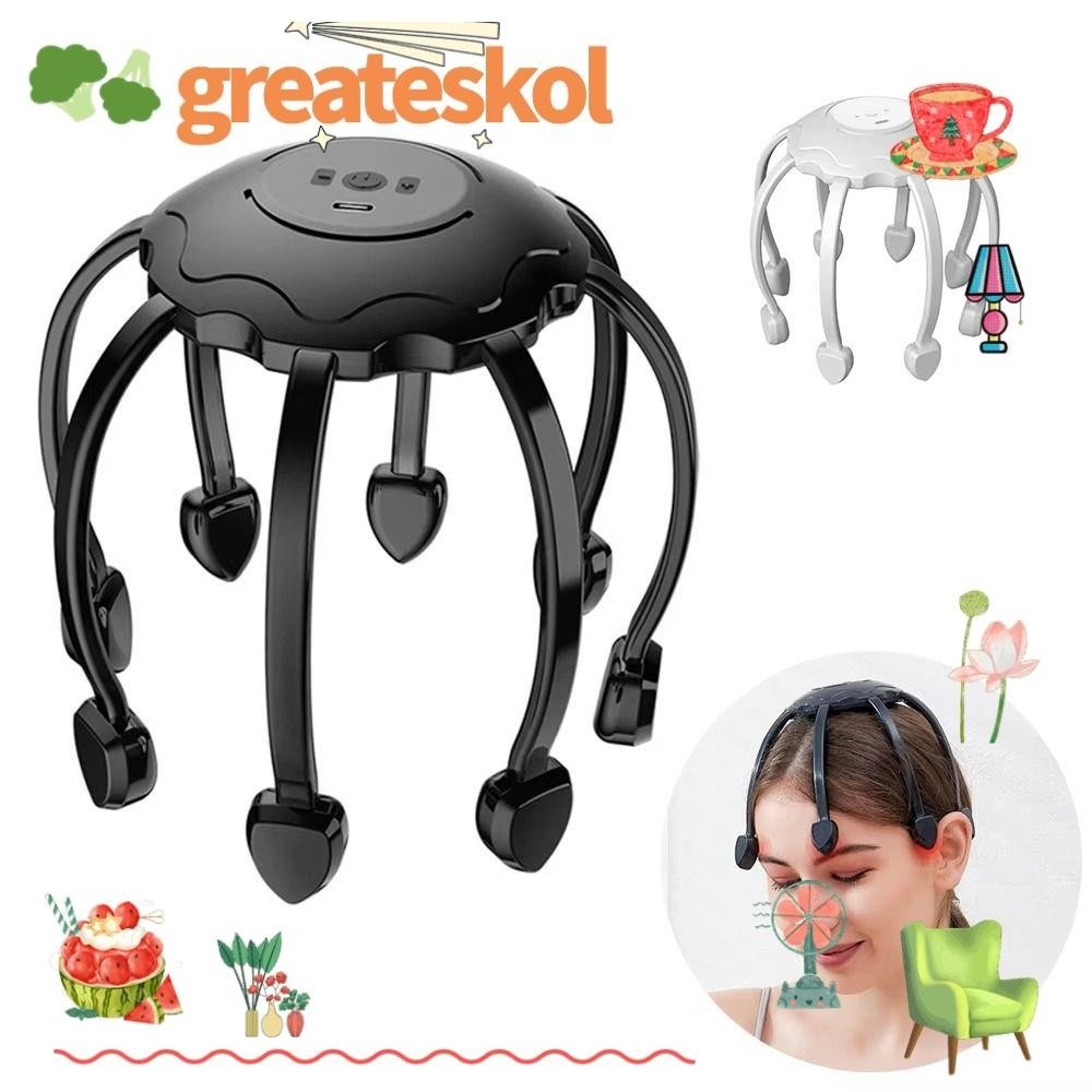 Greateskol Electric Scalp Massager Wireless Octopus Head Massager 5 Modes Type-C Smart Multifunction