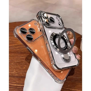 แท่นชาร์จไร้สายแม่เหล็กแบบใสสุดหรู พร้อมเคสซิลิโคนใส รองรับ iPhone 17 16 15 14 13 12 11 Pro Max Air Plus กันกระแทก เคสแข็งใสกันกระแทก ปกป้องด้านหลังและเพิ่มความสวยงาม
