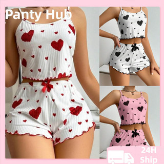 Panty Hub Summer sexy halter shorts pajamas set for Women Sweet Camisole Shorts 2-piece Set