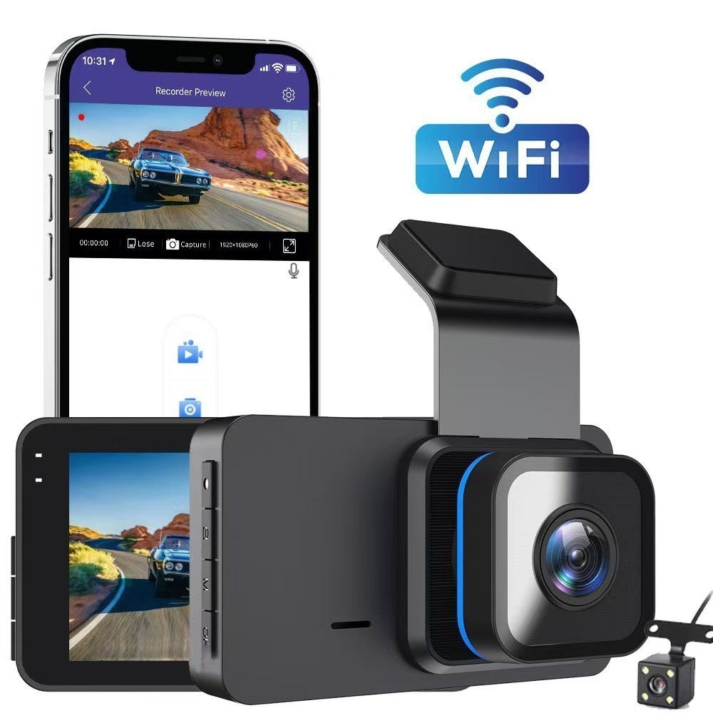 【AutoMoto】WIFI Dash Cam กล้องติดรถยนต์4k 1296P กล้องติดรถยน2025 2กล้อง มีมุมกว้าง170° ที่สุดของความค