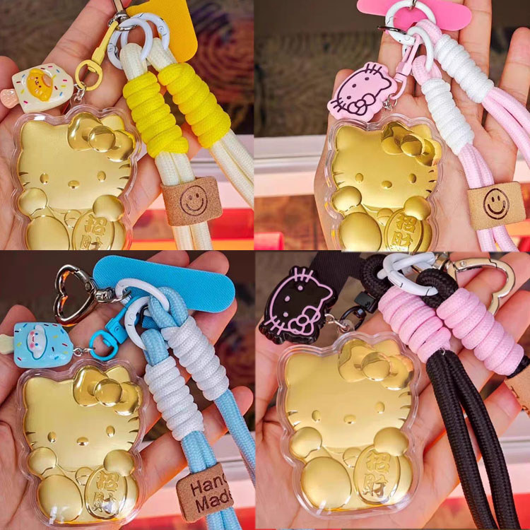 พวงกุญแจคิตตี้ฟอยล์สีทองน่ารักมั่งคั่งแมวโทรศัพท์มือถือจี้กระเป๋าจี้สําหรับแฟนพวงกุญแจทอง