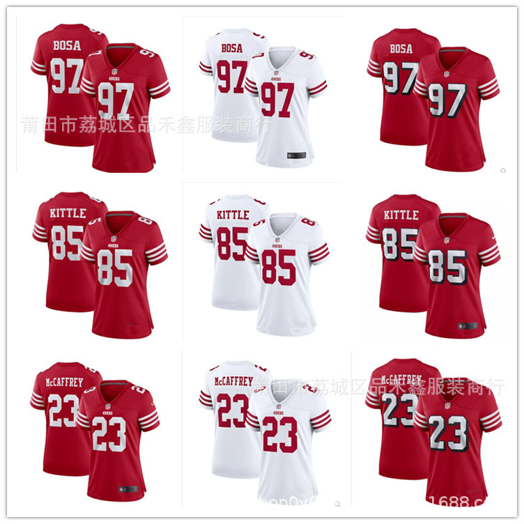 เสื้อผ้าเด็กและผู้หญิง San Francisco 49ers ลาย Rugby พร้อมหมายเลข 97 และ 85