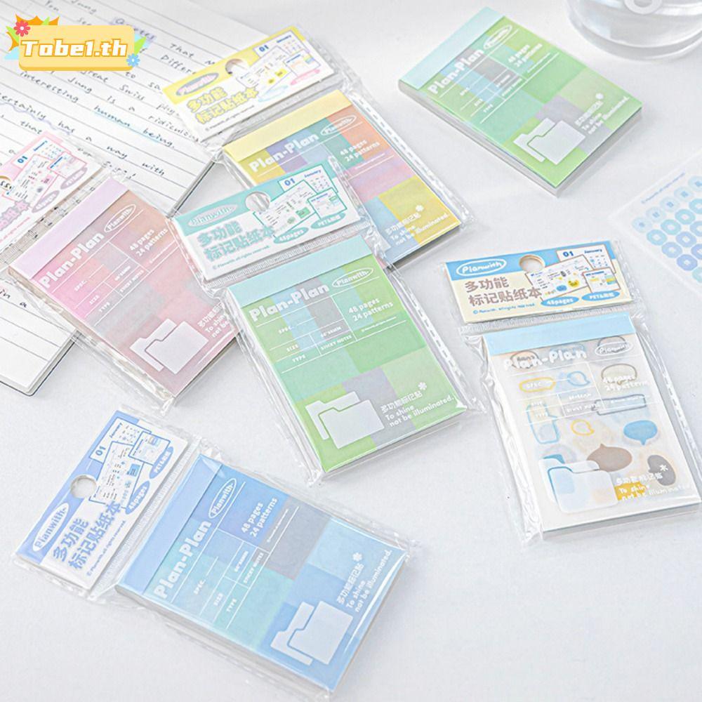 TOBE1 Memo Note Pad, สติกเกอร์ฉลากกระดาษ PET/, เครื่องเขียนโรงเรียนหลายสี Writable Muilti-Functional Index Tag หนังสือสติกเกอร์