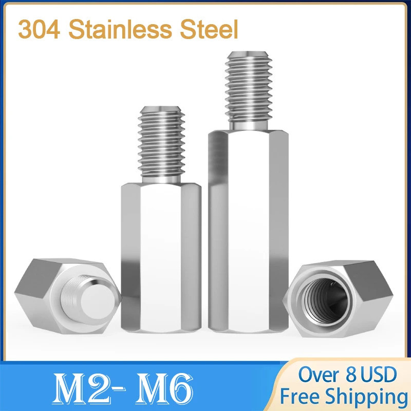 M2 M2.5 M3 M4 M5 M6 Stainless Steel Hex Standoff Male to Female  Stand-off Spacer Screw Length 4~100