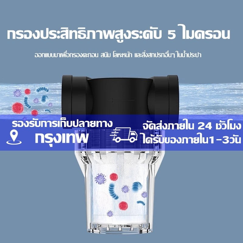 พรีฟิลเตอร์กรองน้ำประปา ท่อกรอง 4 จุด 6 จุด 1 นิ้ว พลาสติกใส ชลประทาน กวาด ล้างรถ เพาะพันธุ์