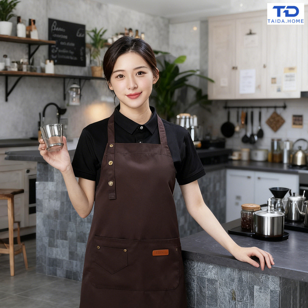 ผ้ากันเปื้อนผ้าใบกันน้ำ มีสไตล์และประณีต เหมาะสำหรับร้านกาแฟ ร้านทำผม และห้องครัว