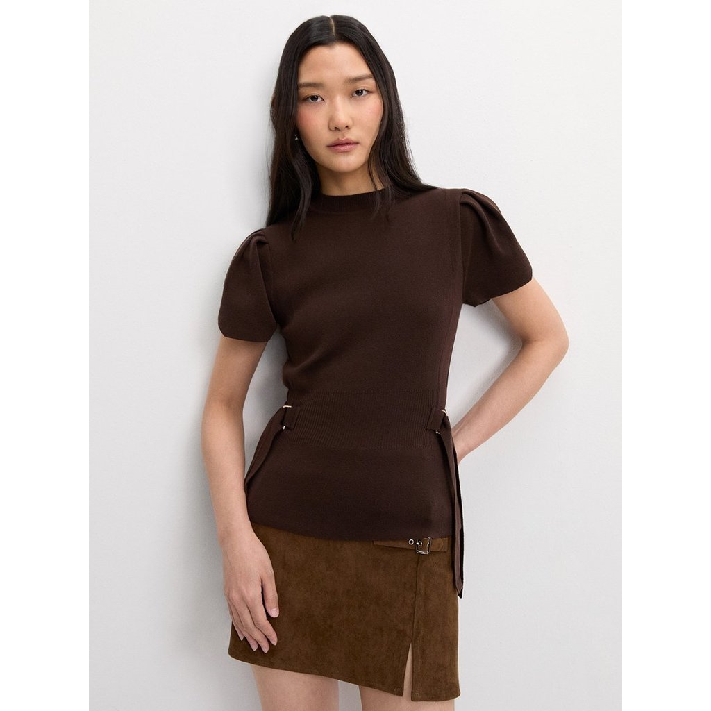[Pomelo] เสื้อถักแขนพอง / Puffed Sleeve Knit Top