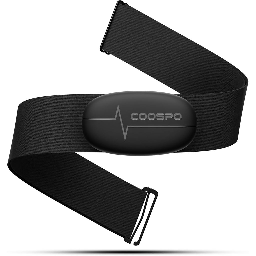 COOSPO Heart Rate Monitor สายรัดหน้าอก, บลูทูธ ANT+ Heart Rate Monitor เซ็นเซอร์หน้าอกพร้อมแบตเตอรี่