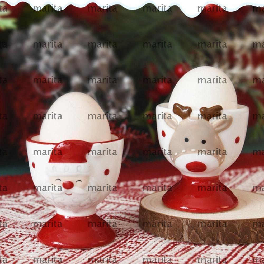 MARITA Elk Egg Cup, Ceramic Kitchen Gadgets Christmas Egg Cup, Egg Supplies ถ้วยอาหารเช้า Egg Decor 