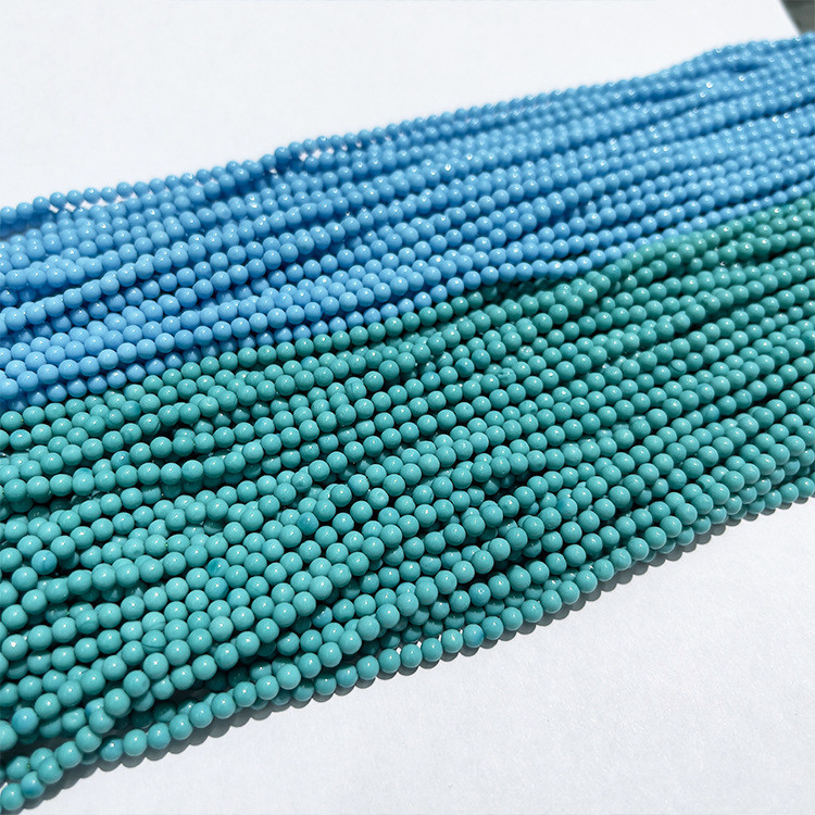 Rare Earth Blue Turquoise ลูกปัดหลวมยาวรอบลูกปัด Glossy Fine Glass ลูกปัดขนาดเล็ก diy สร้อยข้อมือสร้