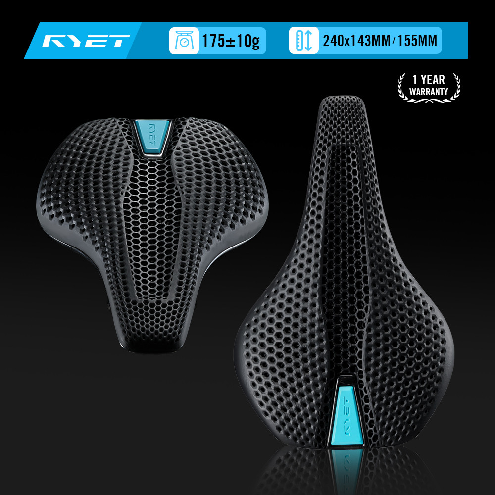 สต็อกพร้อม! RYET 3D พิมพ์คาร์บอนจักรยานอานน้ําหนักเบาเป็นพิเศษ 175g พร้อมรางคาร์บอน 7x9 มม.สําหรับ MTB Gravel Road Bike, 143 มม./155 มม., Aero Racing Design Shock Absorption