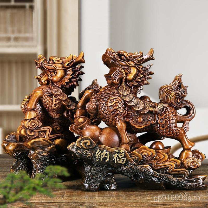 บ้านใหม่ Qiao เงิน Lucky Fortune เครื่องประดับเครื่องประดับของขวัญ Entrance Kirin ไม้ Office Holiday