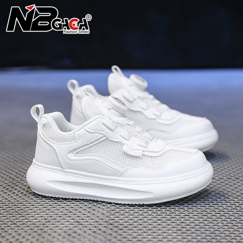 รองเท้าผ้าใบสำหรับเด็ก ไซส์ 28-40 สีขาว/ดำ น้ำหนักเบา ระบายอากาศได้ดี - รูปที่ 5