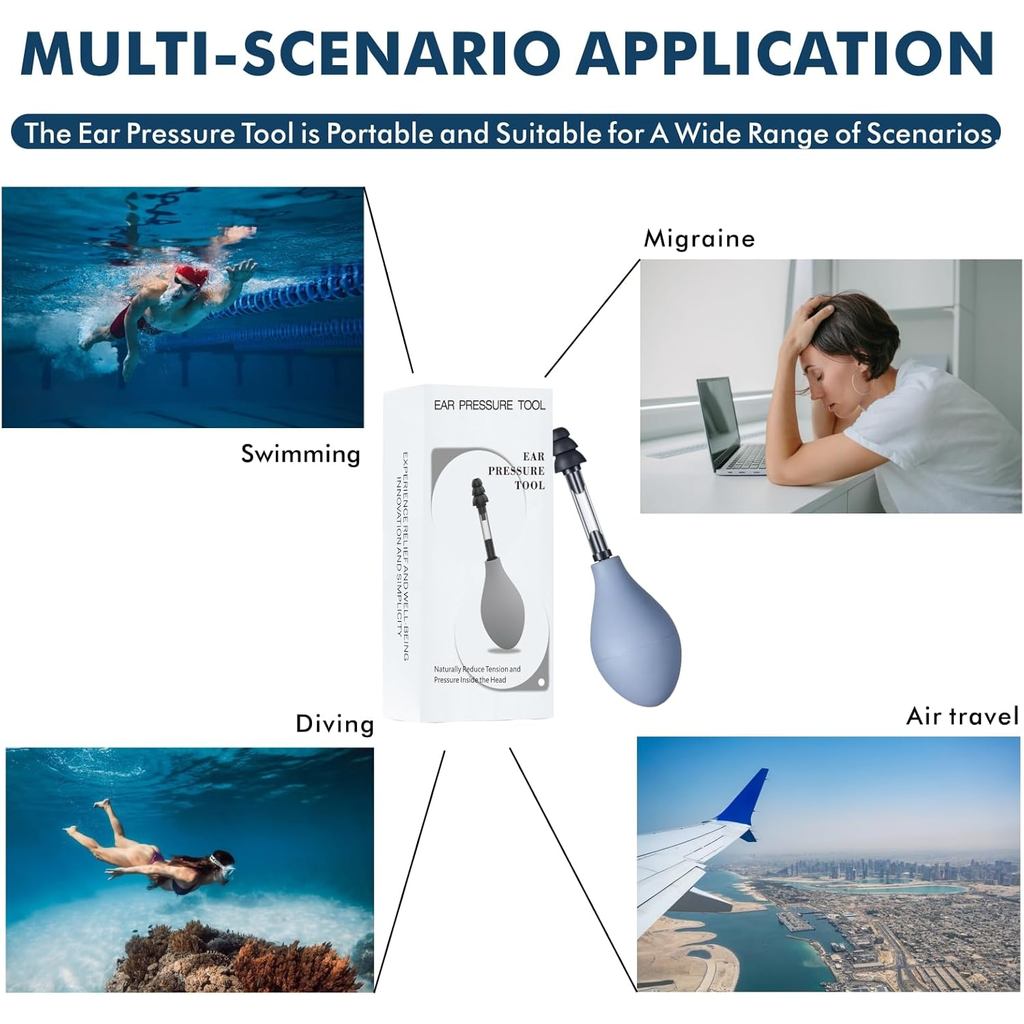 HillDog Ear Pressure Relief Device, Migraine Ear Pressure Relief Tool, Airplane Ear Pressure Relief 
