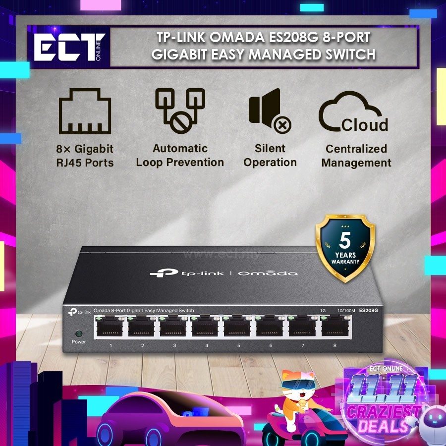 TP-Link Omada ES208G 8-Port Gigabit Easy Managed Switch