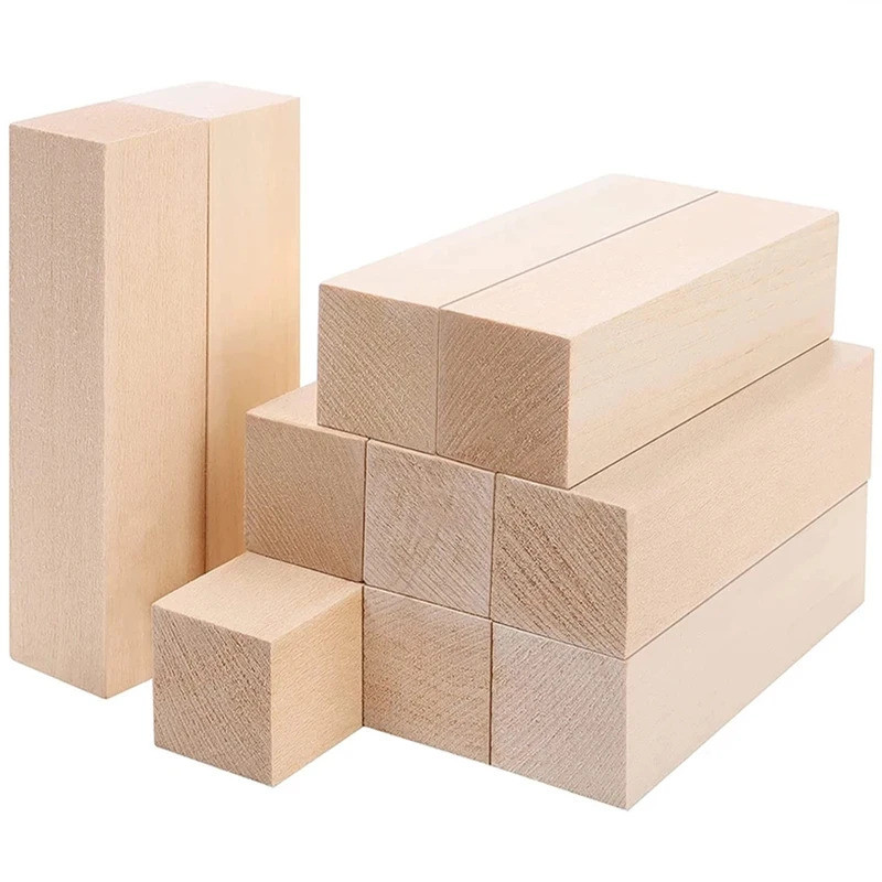 10/12Pcs Wood Carving Block Premium Basswood Wood Natural Soft Wood Carving Block Unfinished Wood Bl