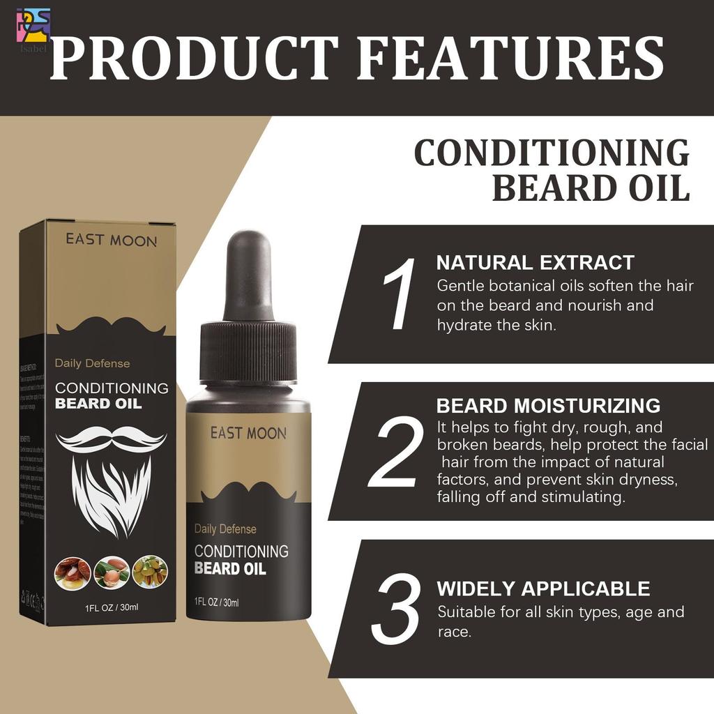 30ml Beard Care Conditioning Oil Seals in Moisture & Adds Shine Hair Treatment ของขวัญสําหรับแฟนคนรั
