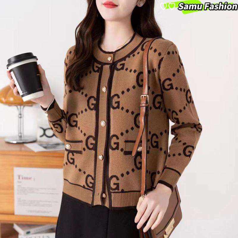 เสื้อคาร์ดิแกนลายถักสเวตเตอร์ คอวีสำหรับสวมใส่ง่าย แฟชั่นใหม่อเนกประสงค์สำหรับผู้หญิง