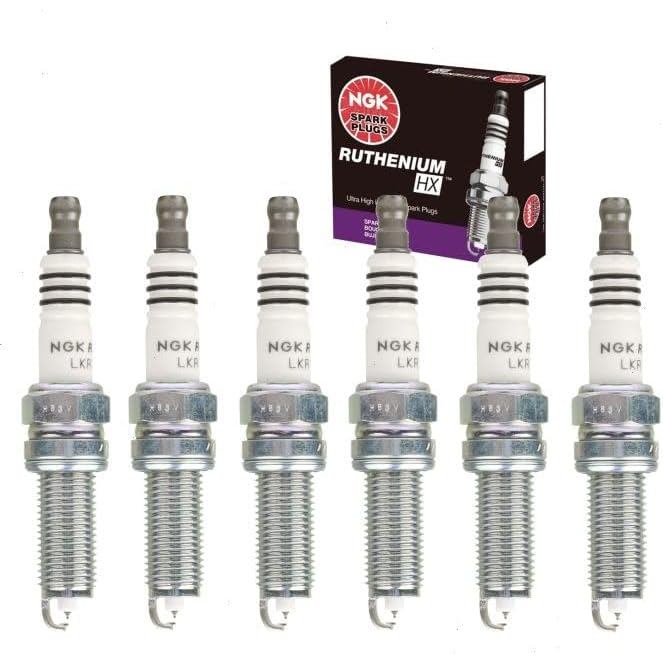 หัวเทียน NGK Ruthenaium HX 6 ชิ้นเข้ากันได้กับ Mercedes-Benz C350 3.5L V6 2006-2011