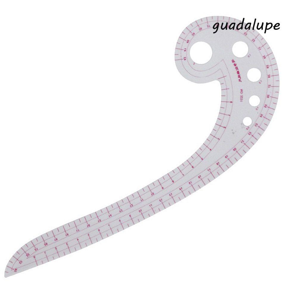 GUADALUPE ไม้บรรทัดโค้งฝรั่งเศสรูป Comma สําหรับงานตัดเสื้อรูปแบบค่อยทําการออกแบบเส้นพลาสติกโปร่งใส