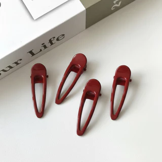 Shimanto กิ๊บติดผม สีแดงสุดคลาสสิก ทรงหยดน้ำ สไตล์เกาหลี สำหรับหนีบผมข้าง ผมหน้าม้า