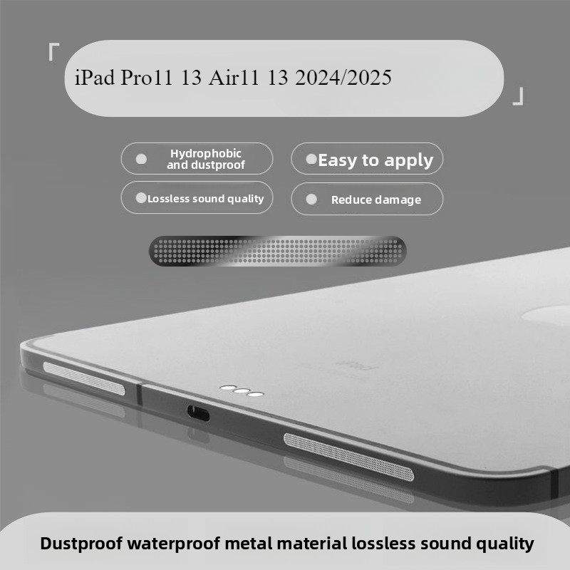 เหมาะสําหรับ iPad Pro11 13 นิ้ว M4 M5 2024/2025 iPad Air11 13 M2 M3 2024/2025 แท็บเล็ตลําโพงหูฟังกันฝุ่นสุทธิ 11/13 นิ้วรูชาร์จโลหะแบบบูรณาการ Anti Dust Patch