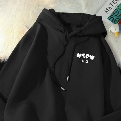 COD (จัดส่งภายใน 24 ชั่วโมง)BOOM เสื้อสเวตเตอร์มีฮู้ดลายการ์ตูนแมวตัวเล็กเกาหลีสําหรับผู้หญิงกันหนาว