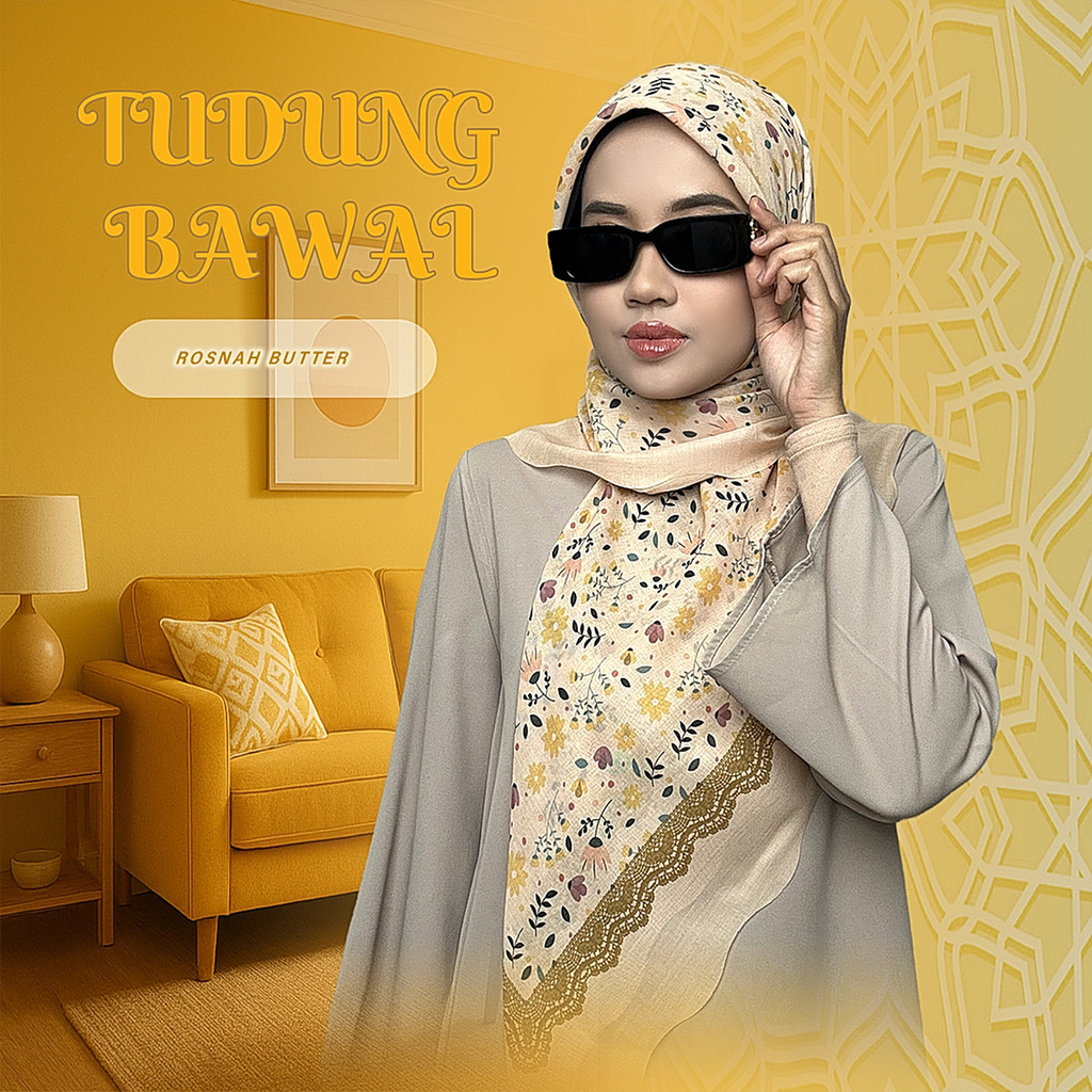 Rosnah Butter Perfect Neutral Tone พร้อม Tudung Bawal Cotton Voile Bidan 45