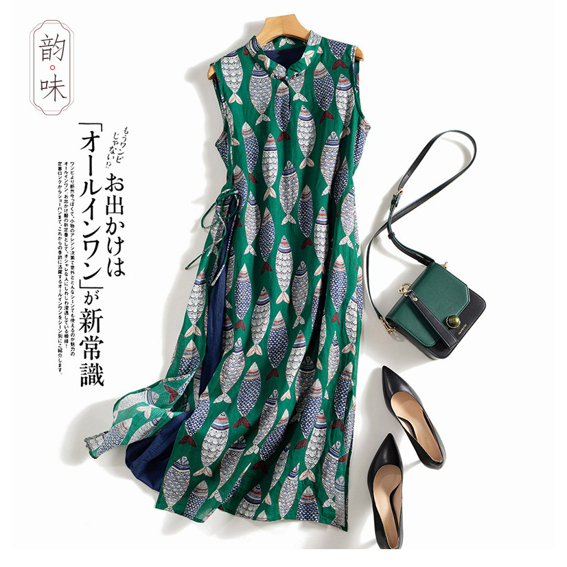 เสื้อคลุมแขนกุดจากผ้าฝ้ายลินินสำหรับผู้หญิง ดีไซน์แบบจีนmodern - รูปที่ 4