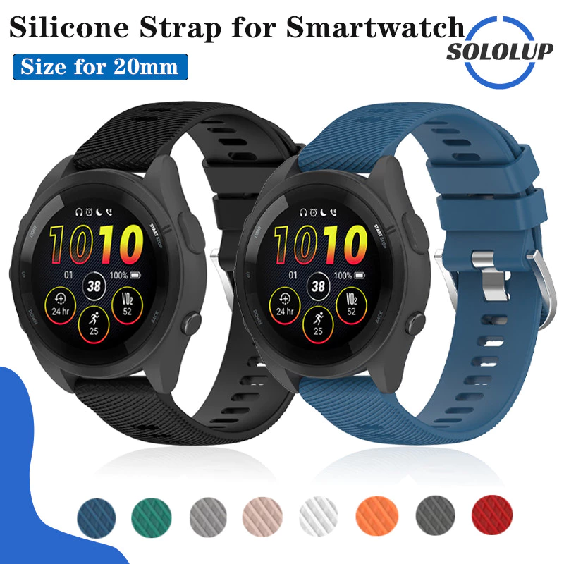 20มม 22มม. สายซิลิโคน for Garmin Forerunner 165 55 158 570 42mm/vivoactive 5/Active /Bounce/VivoMove/Venu/approach