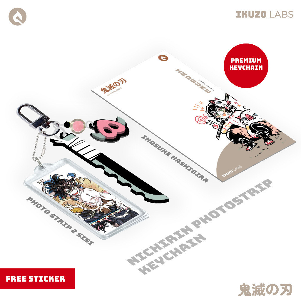 GANTUNGAN ASTER พวงกุญแจฆ่าปีศาจ + PHOTO STRIP Kimetsu no Yaiba พวงกุญแจ Ganci Inosuke Hasira