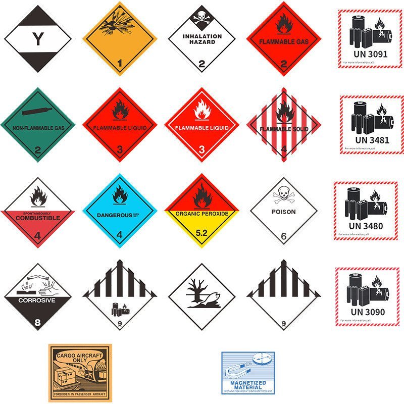 โลหะทนไฟ UN3481/ลิเธียมปิดผนึก Cross-Border Airlines 3091 ป้าย Air Transport Self-กาวเปราะบางคําเตือ
