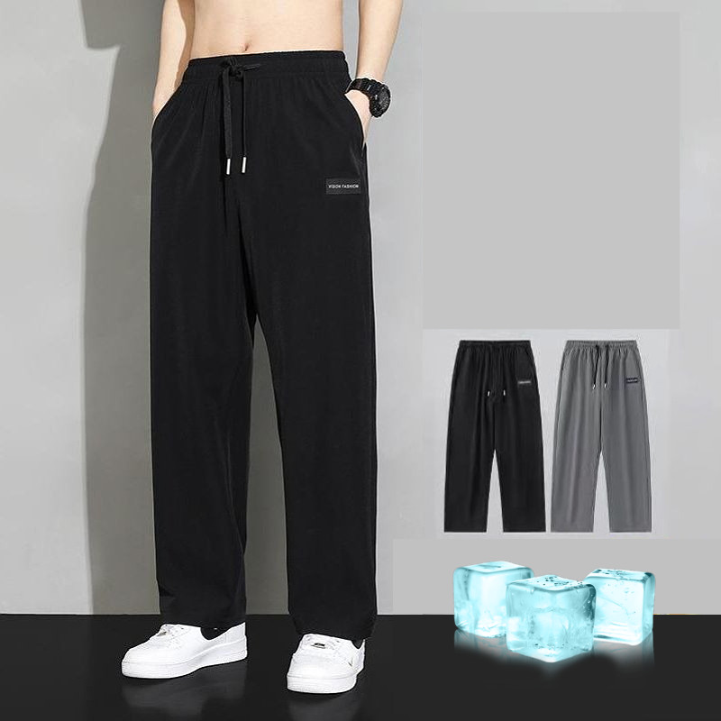 เอร์เชนชิ ผู้ชายฤดูร้อนบางแห้งเร็วหลวมพอดีขากว้างขาตรงกีฬากางเกงลําลอง