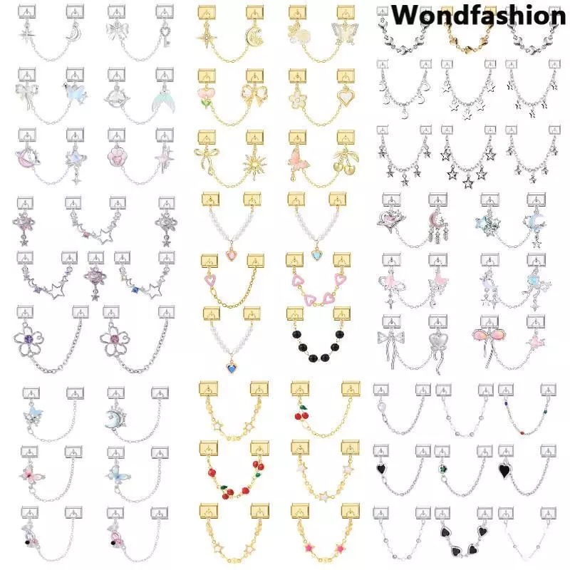 สร้อยข้อมือเพเนียตสไตล์อิตาเลียน ประดับด้วย charm ทองคำและเงิน ขนาด 9 มม. สแตนเลส สำหรับทำเครื่องประดับเองง่ายๆ